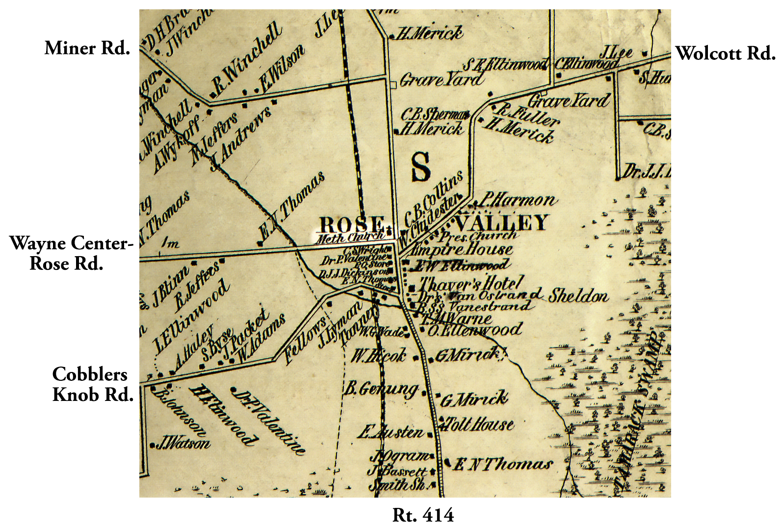 1853 Wayne County Ros-6 Excerpt Map